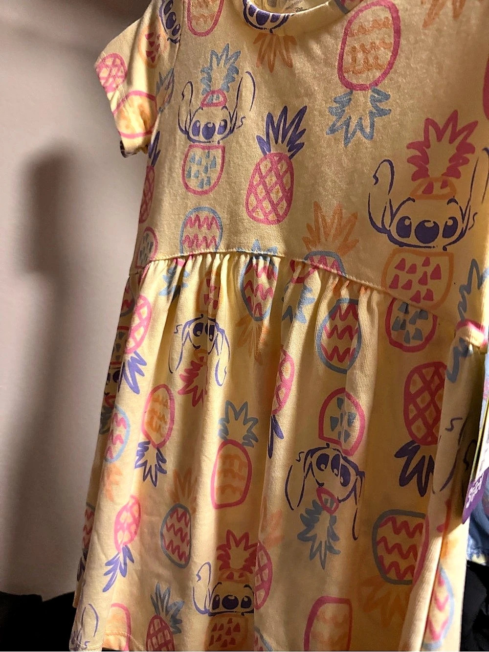 Disney TG STITCH AOP DRESS Girls Yellow & Pink Dress 4T NWT